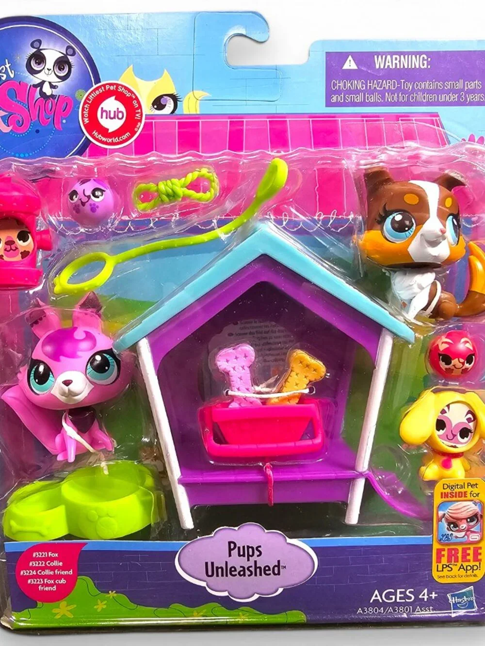 Hasbro Littlest Pet Shop Pups Unleashed #3221 Fox #3222 Collie Dog NEW LPS 2012